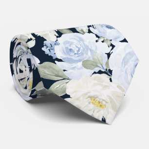 Gravata PixDezines H2 Rosas Azuis Empoeiradas Fundo DIY