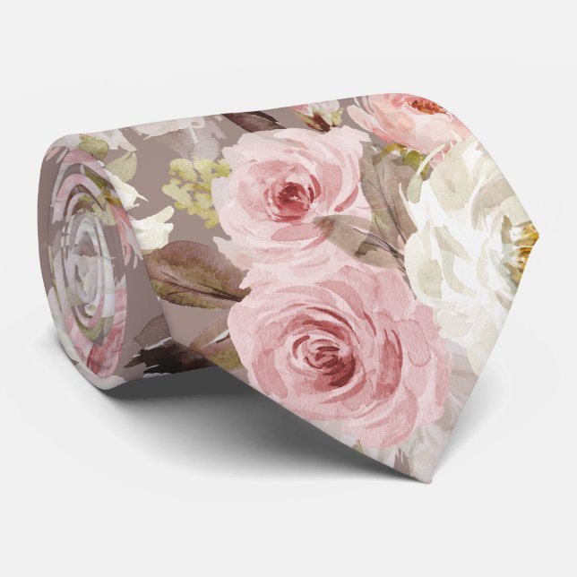 Gravata PixDezines H2 Rosas Rosa Pintadas Escamoteadas FAZ (Rolled)