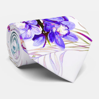 Gravata PixDezines Ilha da Orquídea, Orquídeas Roxo Neon P