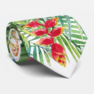 Gravata PixDezines Paraíso Tropical Folhagem Floral