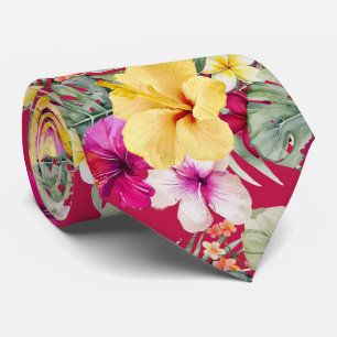 Gravata PixDezines Paraíso Tropical Folhagem Floral