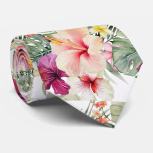 Gravata PixDezines Paraíso Tropical Folhagem Floral