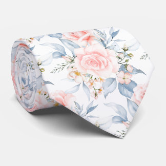 Gravata PixDezines Rosas Cor-de-rosa Aquarela Azul Desbota