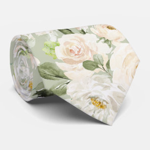 Gravata PixDezines Rosas Creme Alabastro Aquarela
