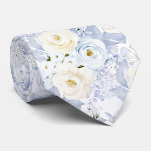 Gravata PixDezines Rosas De Aquarela De Gelo Azul