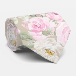 Gravata PixDezines Rosas Rosa Água-marinha em Aquarela DIY