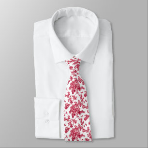 Gravata PixDezines Rosas Toile Vintage Vermelhas