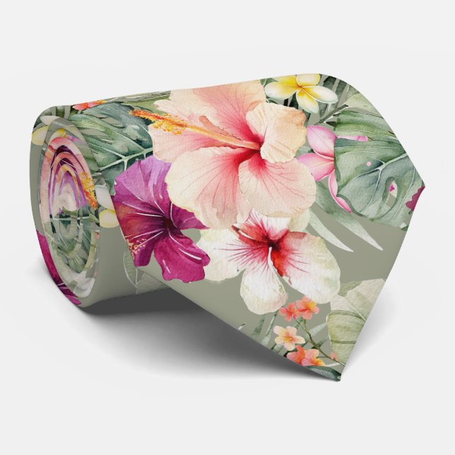 Gravata PixDezines Tropical Paradise Floral Foliage (Rolled)