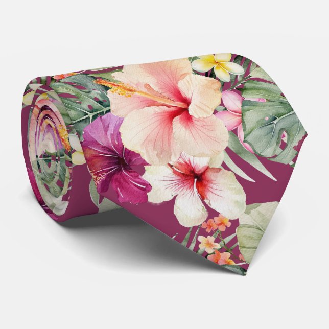 Gravata PixDezines Tropical Paradise Floral Foliage (Rolled)