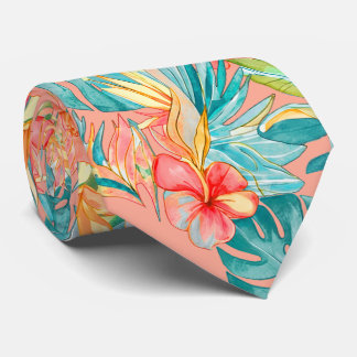 Gravata PixDezines Vintage Lush H2 Havaí Folhagem Floral