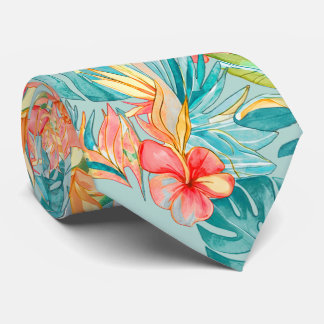 Gravata PixDezines Vintage Lush H2 Havaí Folhagem Floral