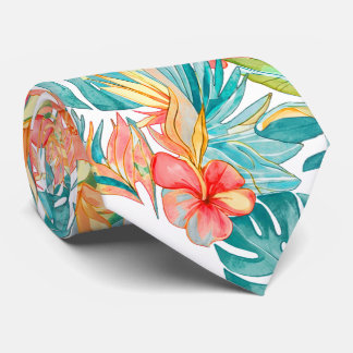 Gravata PixDezines Vintage Lush H2 Havaí Folhagem Floral