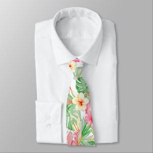 Gravata PixDezines Vintage Pastel H2 Havaí Folhagem Floral