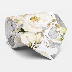 Gravata PixDezines Watercolor Alabaster Roses