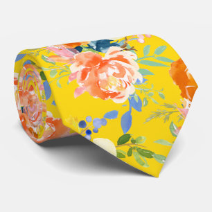 Gravata PixDezines Watercolor Orange Peonies em Pansie