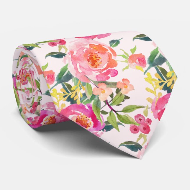 Gravata PixDezines Watercolor Peonies Summer (Rolled)