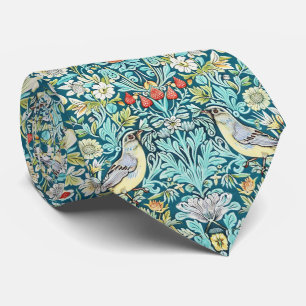 Gravata PixDezines William Morris Strawberry Thief Turques