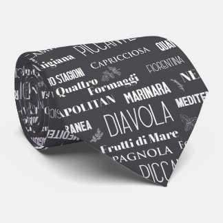 Gravata Pizza Lover Typografia Italiana Chef Black