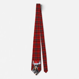 Gravata Plaid de Natal de Férias para Amante de Cães Dober