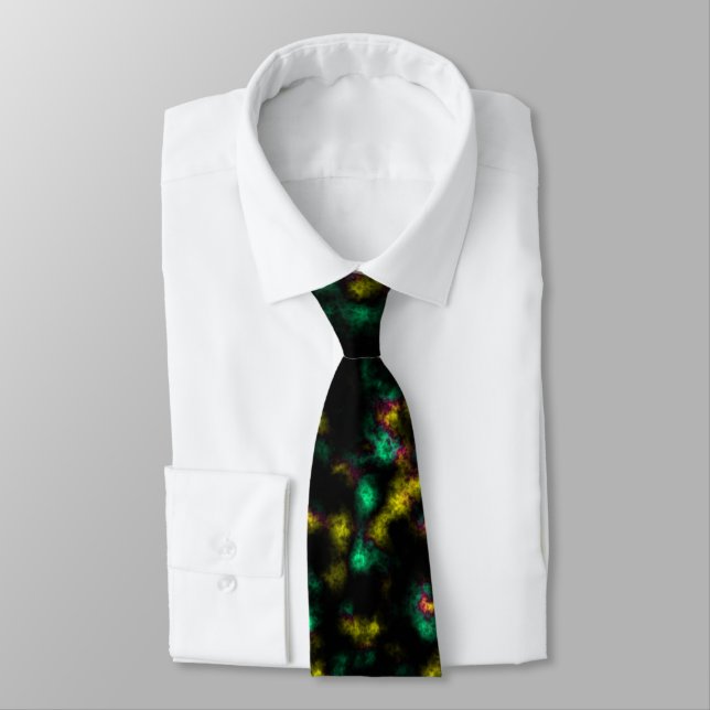 Gravata Plasma flexível abstrato em verde e amarelo em pre (Amarrado)