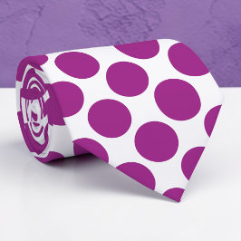 Gravata Plum Purple Polka Dots on White Custom Necktie