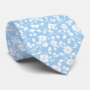 Gravata Pó Personalizado Blue Garden Floral Tie