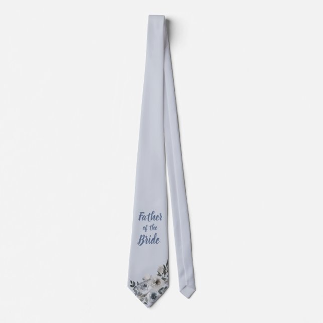 Gravata Poeirento Azul e Cinza Floral Pai da Noiva (Frente)