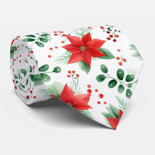 Gravata Poinsettia Botânica Minimalista da Aquarela