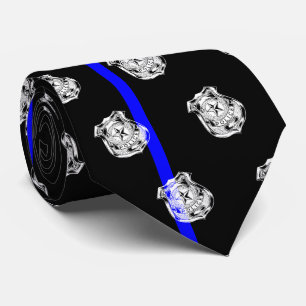 Gravata Policial Thin Blue Line Oficial Padrão de Crachá