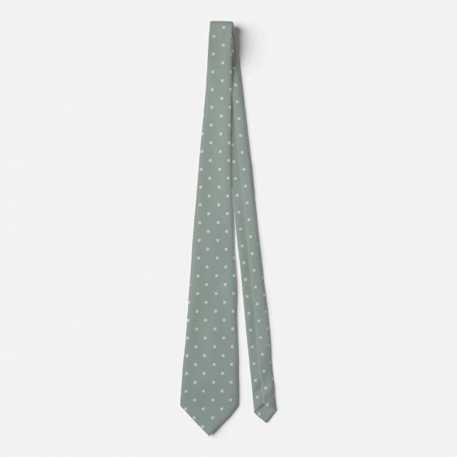 Gravata Polka Dots Mint Green and Soft Gray Polka Pattern (Frente)