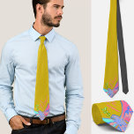 Gravata Pombo da paz, sem guerra amarelo<br><div class="desc">Esta bela gravata personalizada apresenta uma pomba de paz colorida e artística em azul cor-de-rosa sobre fundo amarelo no estilo pop. Maneira ideal de mostrar lindamente a sua atitude para com a paz e a liberdade, contra a guerra e a violência. Para pacifistas, manifestações anti-guerra e requerentes de paz.</div>