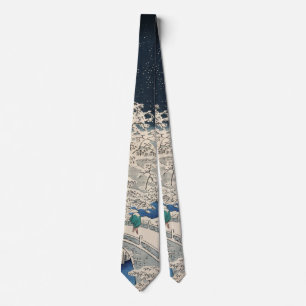 Gravata Ponte do tambor na neve Vintage na arte ukiyo-e ja