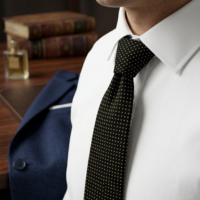 Gravata Ponto preto e dourado micro bolinhas (Criador carregado)