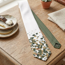 Gravata Pontos de confete verde sálvia e dourado
