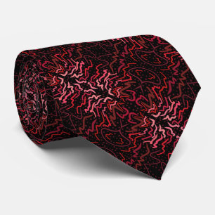 Gravata Pontos e Padrão de Ziguezagues Rosa e Vermelho em
