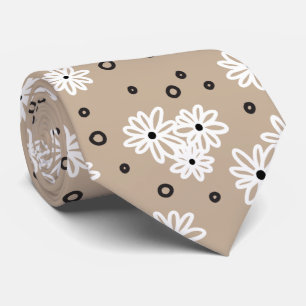 Gravata Pontos e Visitas - Taupe, Preto e Branco