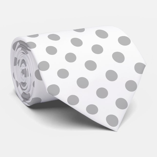 Gravata Pontos Polka Cinza Cromo Círculos (Rolled)