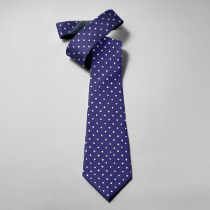 Gravata Pontos Polka Em Fundo Azul Marinho Homens