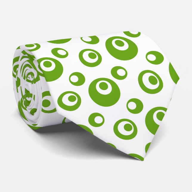 Gravata Pontos Verdes Elegantes Em Fundo Branco (Rolled)