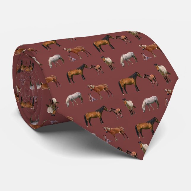 Gravata Pony Party Tie (Borgonha) (Rolled)