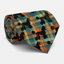 Gravata Poodle on Plaid Necktie