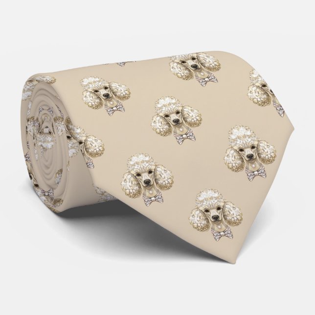 Gravata Poodle Portrait Necktie – Luxury Dog Lover Style (Rolled)