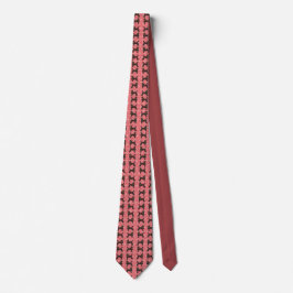 Gravata Poodles Xadrez Reais com Fundo Vermelho