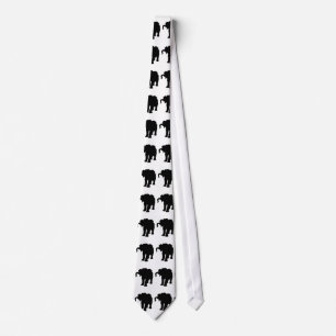 Gravata Pop Art Black & White Elephant Silhouter Tie