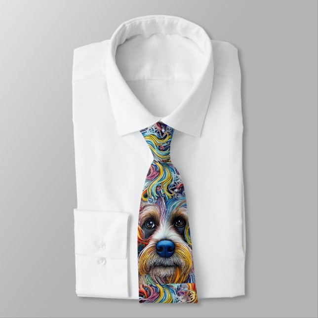 Gravata Pop Art Terrier bonito (Amarrado)