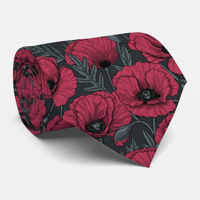 Gravata Poppies em Viva Magenta (Rolled)