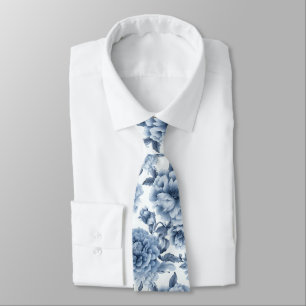 Gravata Porcelana Azul Claro Presente Floral para Noivos e