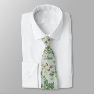 Gravata Porcelana Verde Claro Floral Casamento Pajens do N