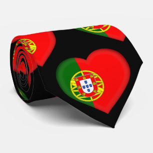 Gravata Portugal Flag Colors Heart Pattern Neck Tie