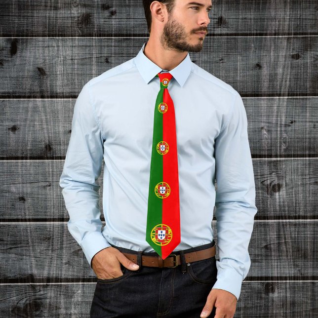 Gravata Portugal Tie, Moda Patriótica, Bandeira Portuguesa (Criador carregado)